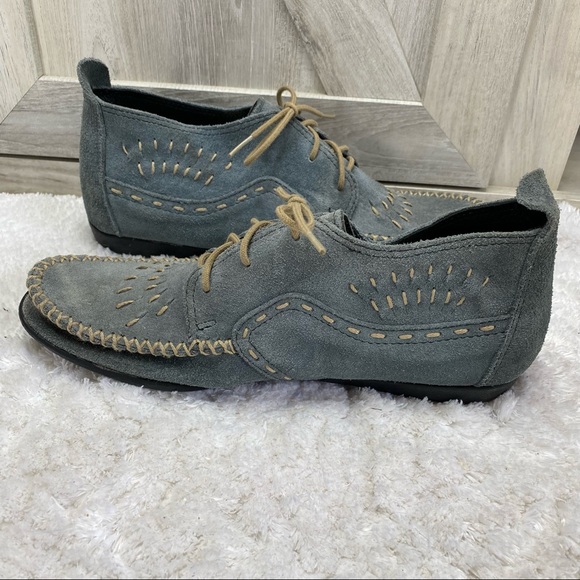 Minnetonka Womens Chukka Boot Moccasins Blue Suede Contrast Topstitching 11 - Picture 11 of 14